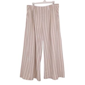 Free People linen blend wide leg ankle pants pleated coastal beach clean girl